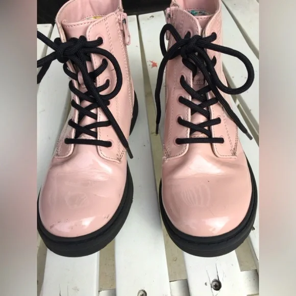 Art Class brand little girl size 1 pink combat boots EUC shoes punk zipper - Picture 1 of 4